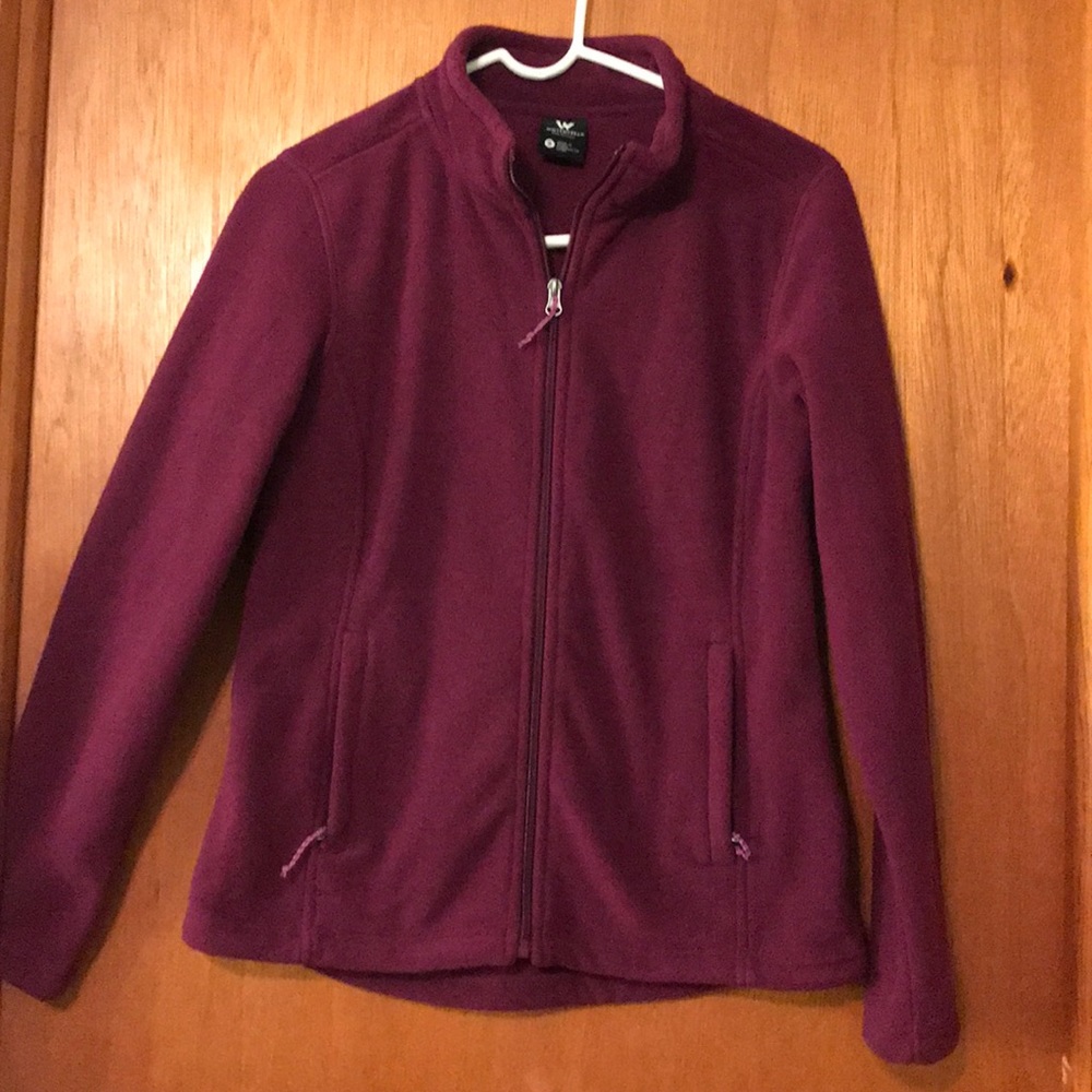 S - maroon fleece zip up jacket